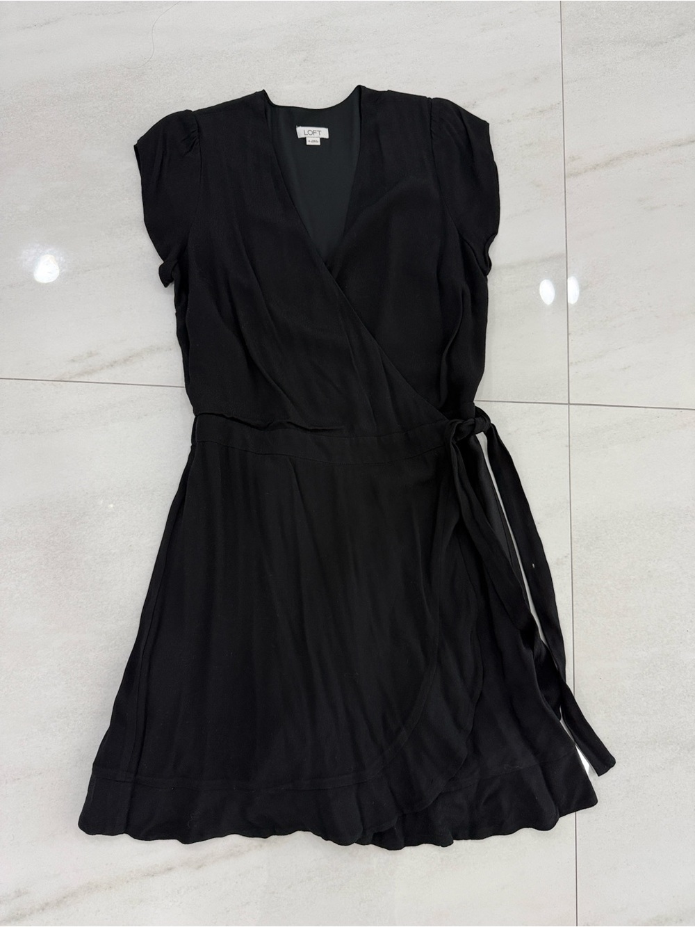 LOFT Black Wrap Dress/skort  - Short Sleeve V-Neck
